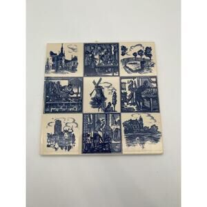 Vintage Delft Blue-Ceramic Tile Hot Plate Various Scenes and 6” square-Holland